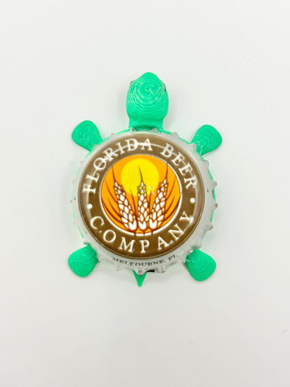 Florida Beer Co - Bottle Cap Magnet Turtle Shell Shocked Art