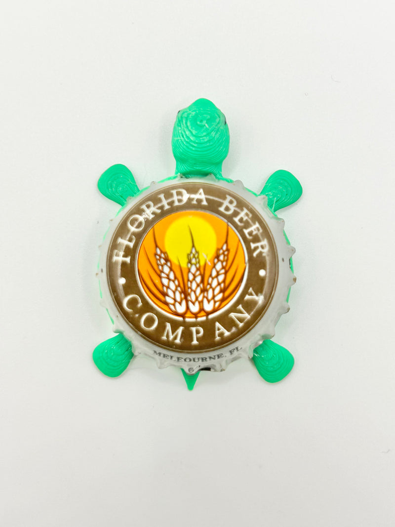 Florida Beer Co - Bottle Cap Magnet Turtle Shell Shocked Art