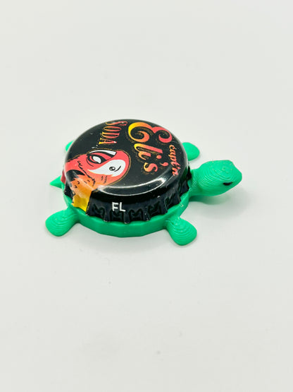 Capt’n Eli’s Soda - Bottle Cap Magnet Turtle Shell Shocked Art