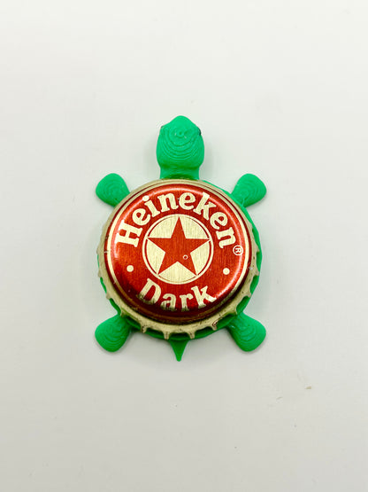 Heineken Dark - Bottle Cap Magnet Turtle Shell Shocked Art