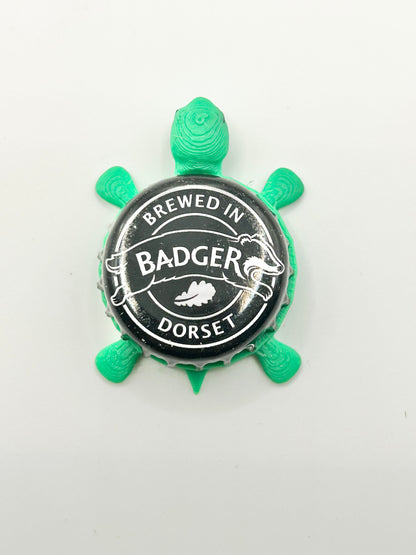 Badger Brewing (Brewed In Dorset) - Bottle Cap Magnet Turtle Shell Shocked Art