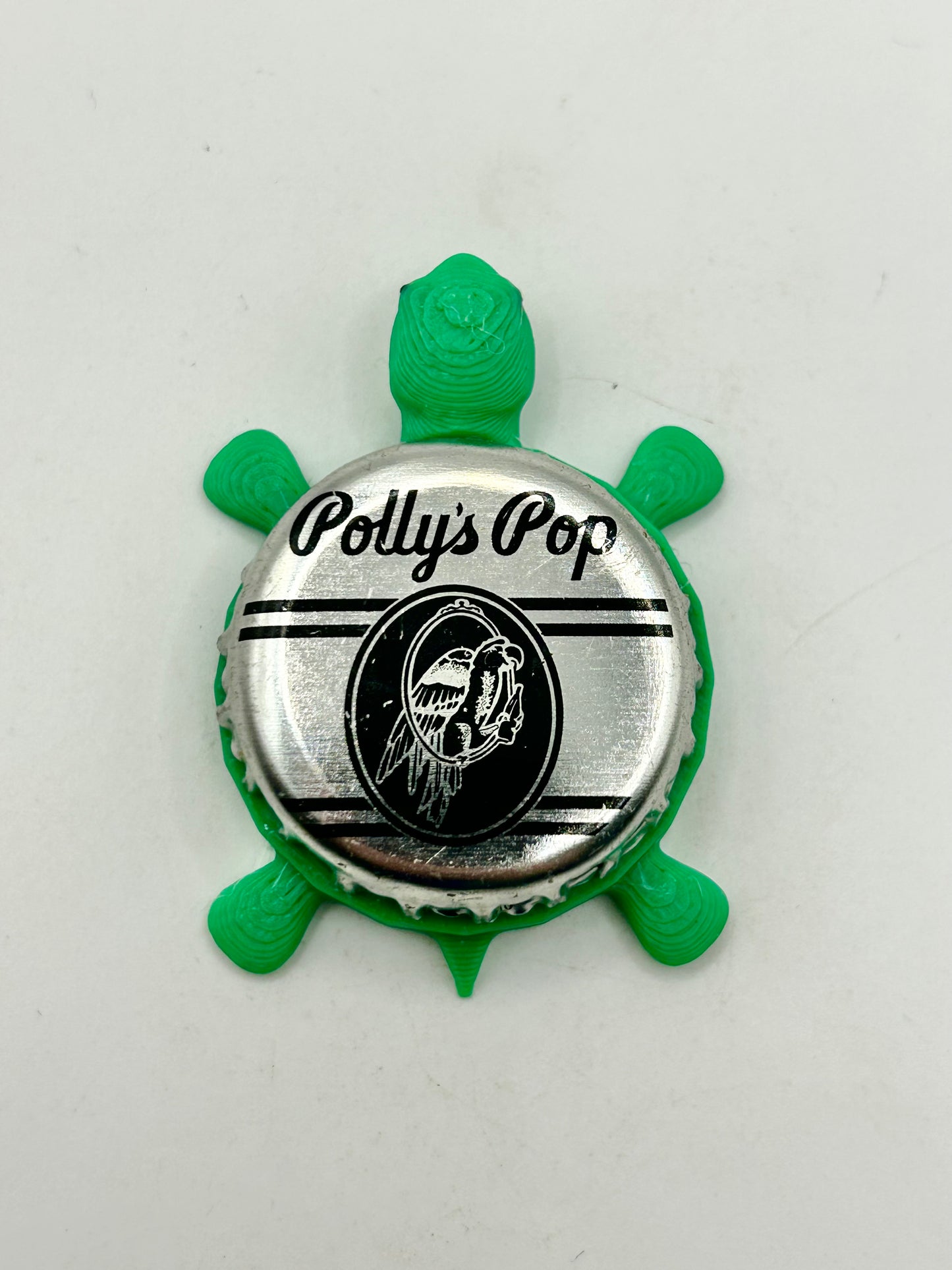 Polly’s Pop Soda (Logo) - Bottle Cap Magnet Turtle Shell Shocked Art