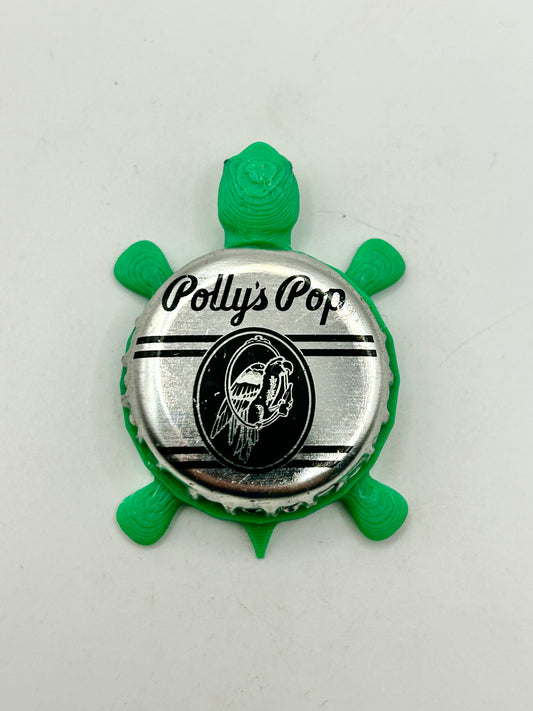 Polly’s Pop Soda (Logo) - Bottle Cap Magnet Turtle Shell Shocked Art