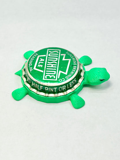 Sunshine Ale (PA) - Bottle Cap Magnet Turtle Shell Shocked Art