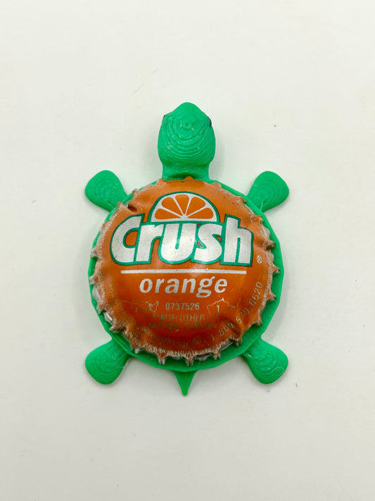 Orange Crush Soda (Dome Shell) - Bottle Cap Magnet Turtle