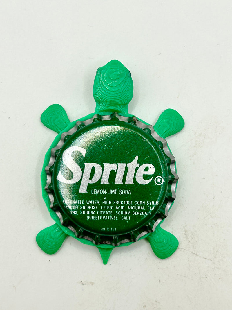 Sprite (Green, Large Text- Vintage) - Bottle Cap Magnet Turtle (Copy) Shell Shocked Art