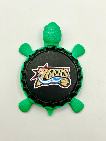 76ers Retro Design - Bottle Cap Magnet Turtle Shell Shocked Art