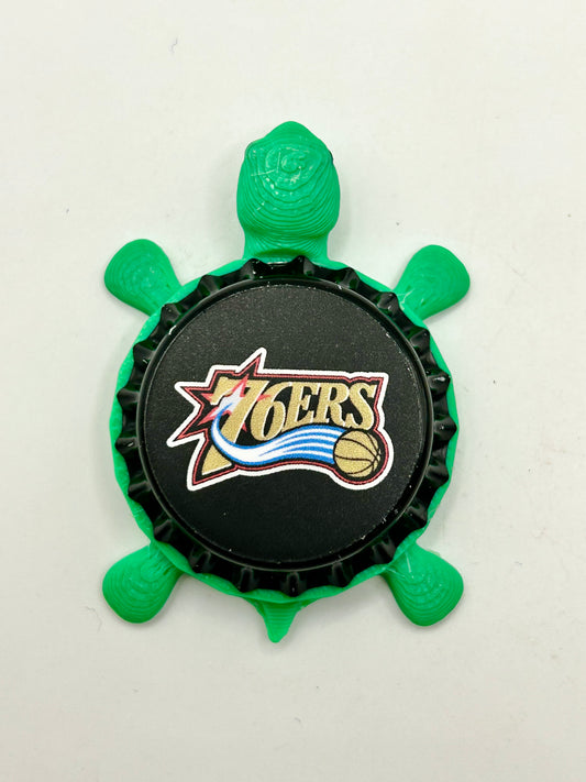 76ers Retro Design - Bottle Cap Magnet Turtle Shell Shocked Art