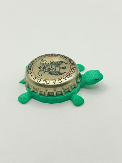 Moctezuma Cerveceria - Bottle Cap Magnet Turtle Shell Shocked Art