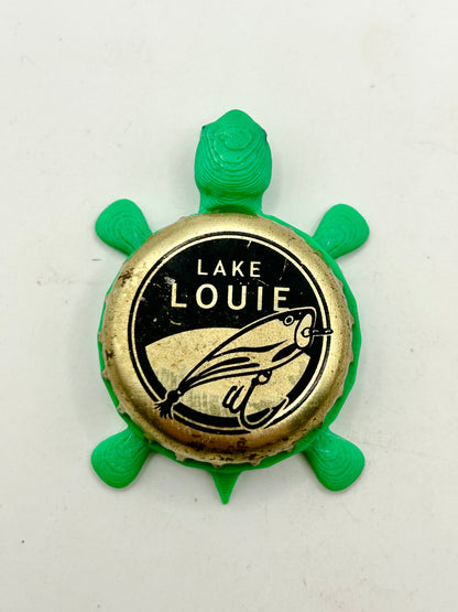Lake Louie Brewing - Bottle Cap Magnet Turtle Shell Shocked Art