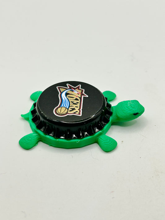 76ers Retro Design - Bottle Cap Magnet Turtle Shell Shocked Art