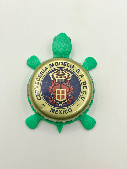 Modelo Cerveceria - Bottle Cap Magnet Turtle Shell Shocked Art