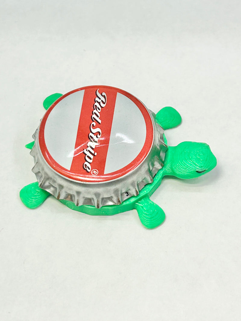 Red Stripe - Bottle Cap Magnet Turtle Shell Shocked Art