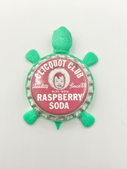 Clicquot Club Raspberry Soda - Bottle Cap Magnet Turtle Shell Shocked Art