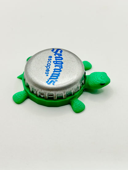 Seagrams Escapes (Silver) - Bottle Cap Magnet Turtle Shell Shocked Art