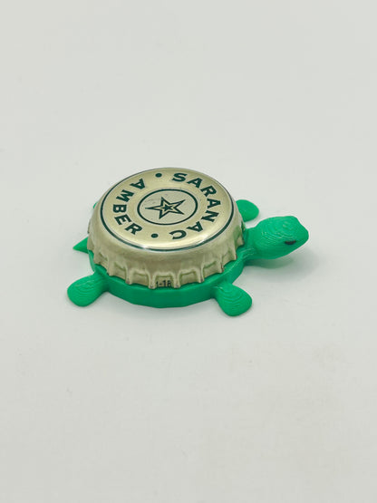 Saranac Amber - Bottle Cap Magnet Turtle Shell Shocked Art
