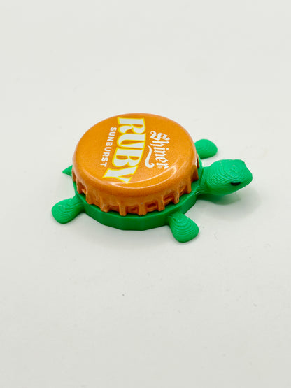 Shiner Ruby Sunburst - Bottle Cap Magnet Turtle Shell Shocked Art