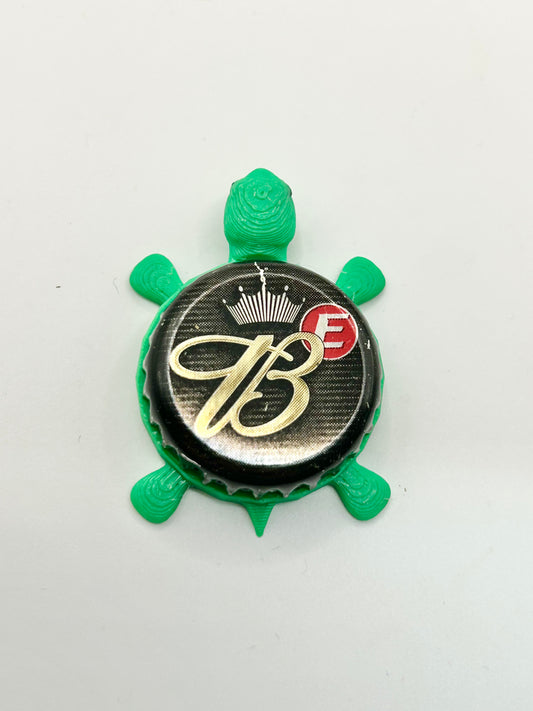 Budweiser (Black B with E) - Bottle Cap Magnet Turtle