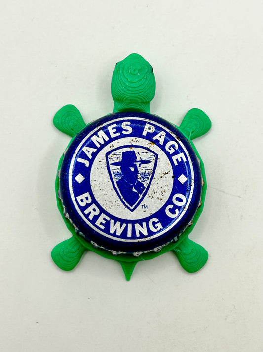 James Page Brewing Co - Bottle Cap Magnet Turtle Shell Shocked Art