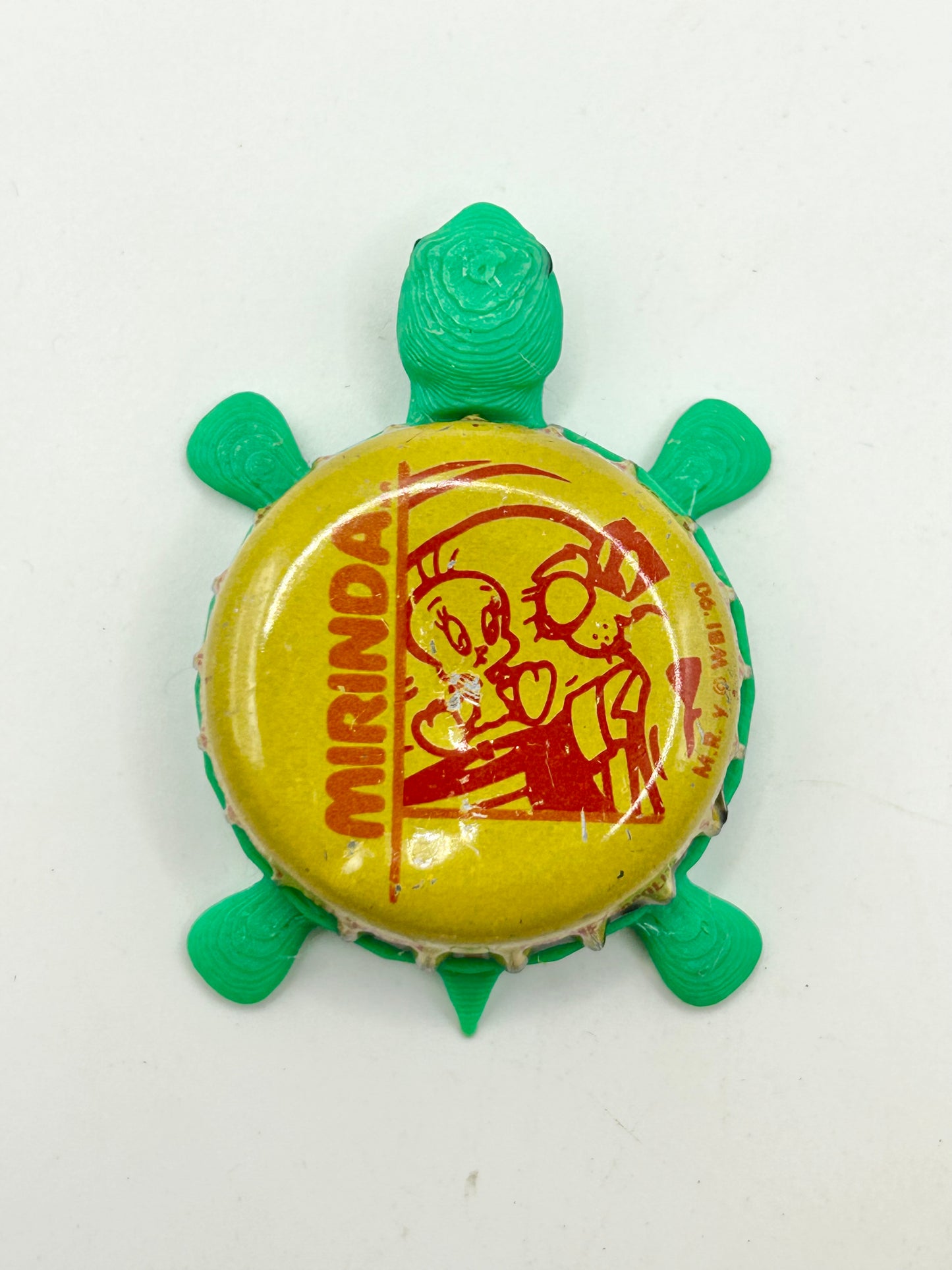 Mirinda Soda Tweety Bird & Sylvester Cat (Vintage) - Bottle Cap Magnet Turtle Shell Shocked Art