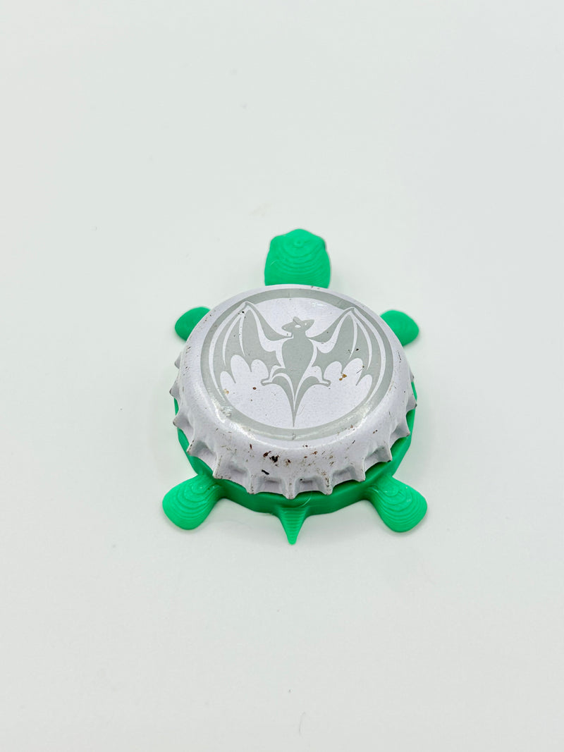 Bacardi (Bat - White & Gray) - Bottle Cap Magnet Turtle Shell Shocked Art