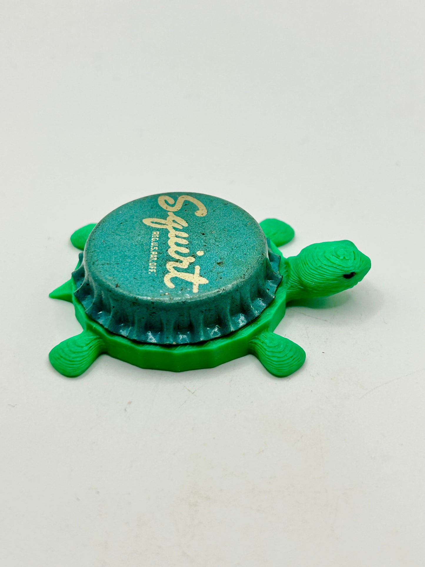 Squirt Soda (Vintage Baby Blue) - Bottle Cap Magnet Turtle Shell Shocked Art