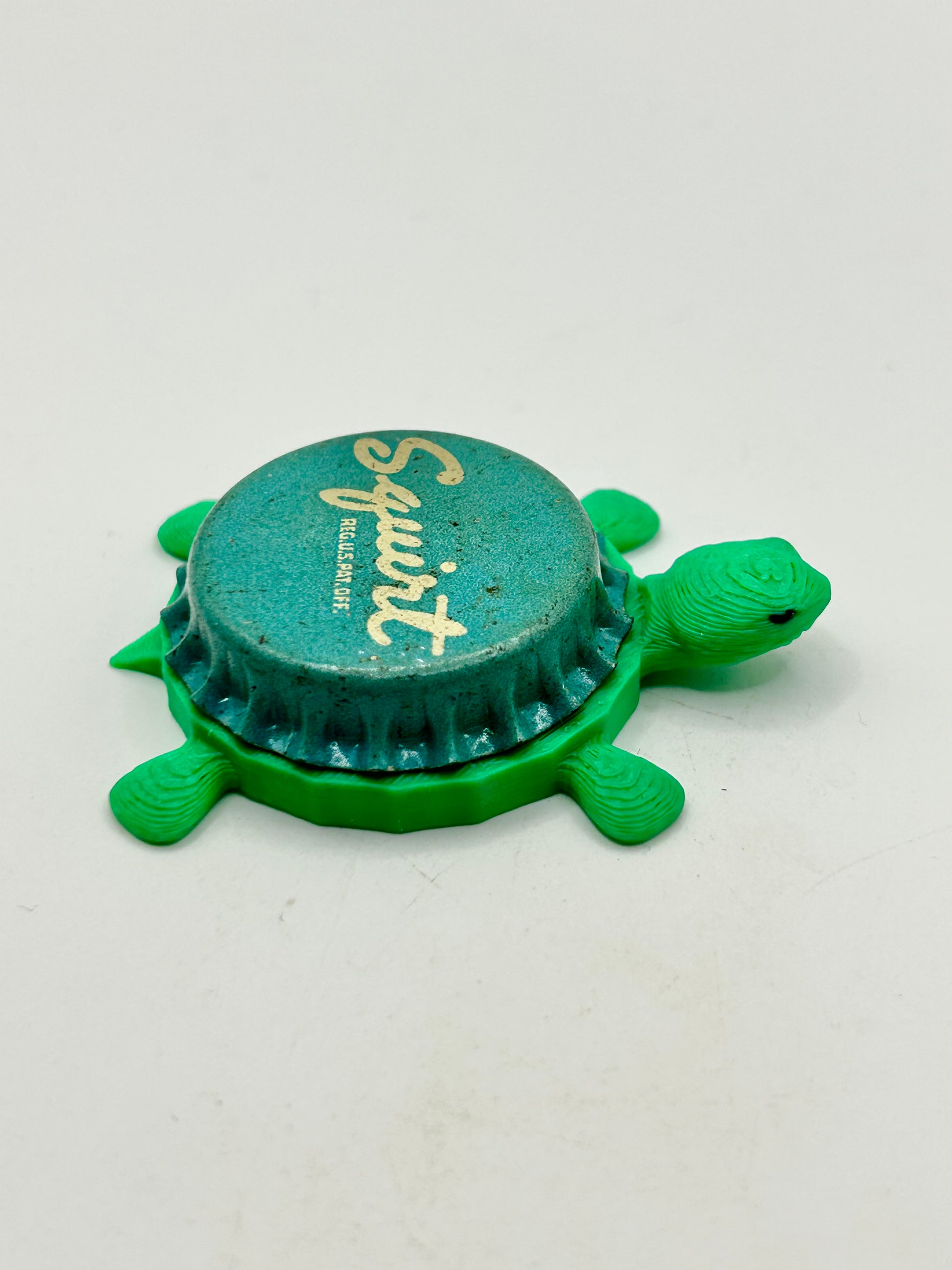 Squirt Soda (Vintage Baby Blue) - Bottle Cap Magnet Turtle Shell Shocked Art