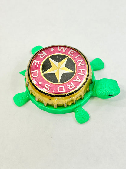 Weinhard’s Red - Bottle Cap Magnet Turtle Shell Shocked Art