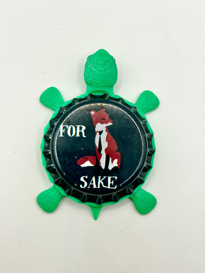 The Rusty Fox - For Fox Sake - Bottle Cap Magnet Turtle Shell Shocked Art