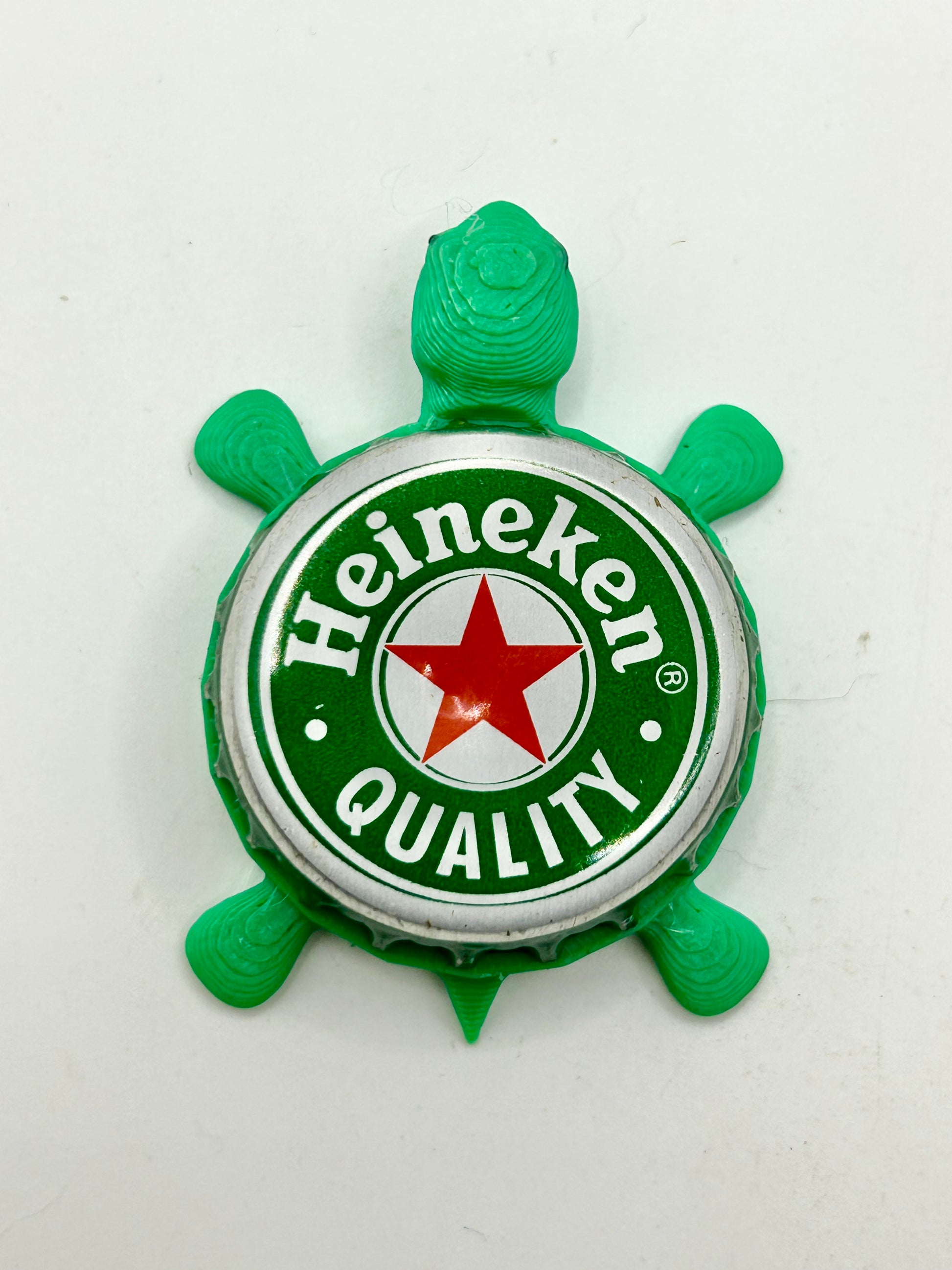 Heineken Quality (Green) - Bottle Cap Magnet Turtle Shell Shocked Art