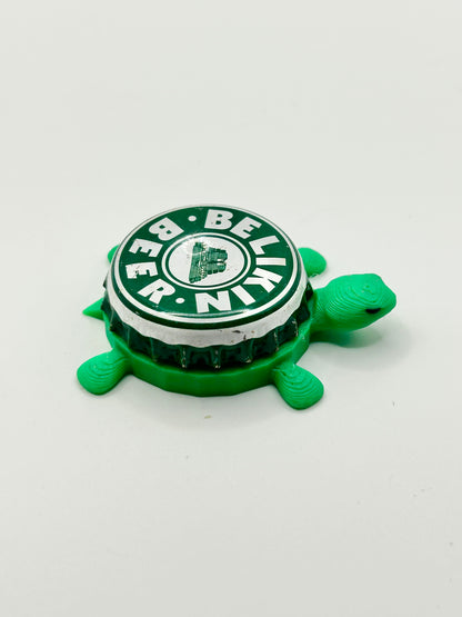 Belikin Beer - Bottle Cap Magnet Turtle Shell Shocked Art