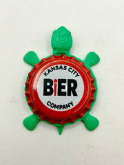 Kansas City Bier Co (Red) - Bottle Cap Magnet Turtle Shell Shocked Art