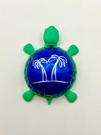Seagrams Palm Trees (Dome Shell) - Bottle Cap Magnet Turtle Shell Shocked Art