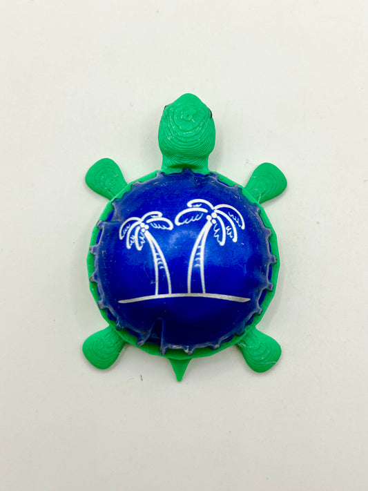 Seagrams Palm Trees (Dome Shell) - Bottle Cap Magnet Turtle