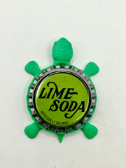 Lime Soda (Vintage, Green) - Bottle Cap Magnet Turtle Shell Shocked Art