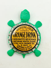 Orange Drink Soda - Bottle Cap Magnet Turtle Shell Shocked Art
