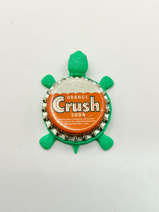 Orange Crush Soda (Vintage) - Bottle Cap Magnet Turtle