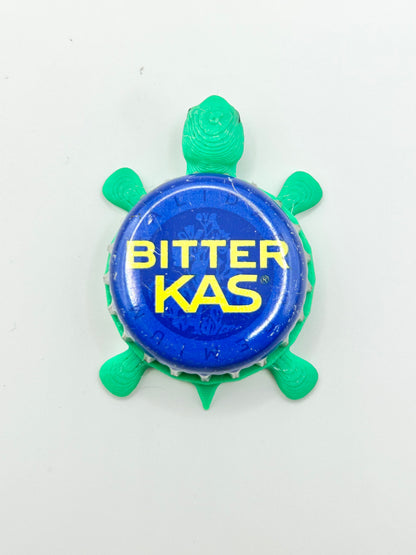 Bitter KAS Soda (Yellow Text) - Bottle Cap Magnet Turtle Shell Shocked Art
