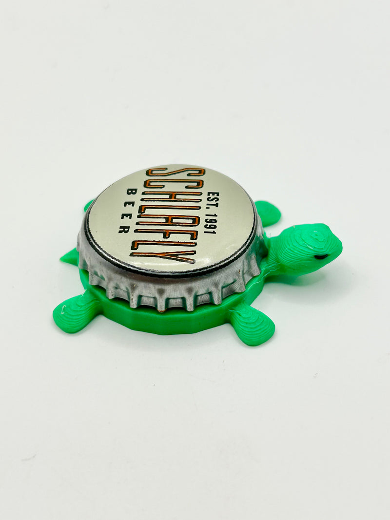 Schlafly Beer (Est 1991) - Bottle Cap Magnet Turtle Shell Shocked Art