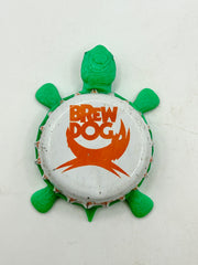 Brew Dog (Orange with Text) - Bottle Cap Magnet Turtle Shell Shocked Art