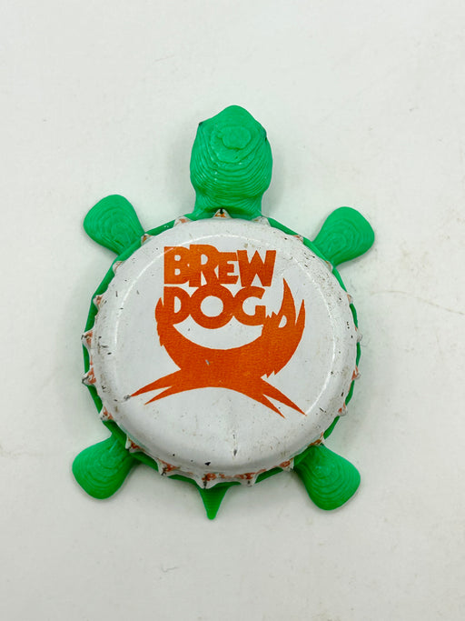 Brew Dog (Orange with Text) - Bottle Cap Magnet Turtle Shell Shocked Art