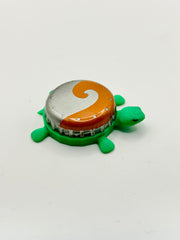 Beach Haus (Orange & Silver) - Bottle Cap Magnet Turtle Shell Shocked Art