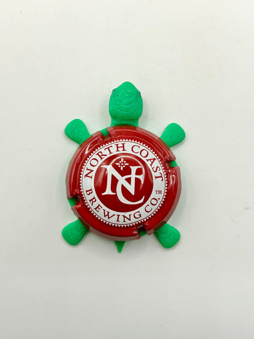 North Coast Brewing Co (Red - Cork Cage Cap) - Bottle Cap Magnet Turtle Shell Shocked Art