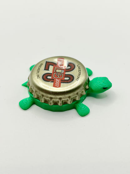 Lakefront Brewery (20 Year Anniversary) - Bottle Cap Magnet Turtle Shell Shocked Art