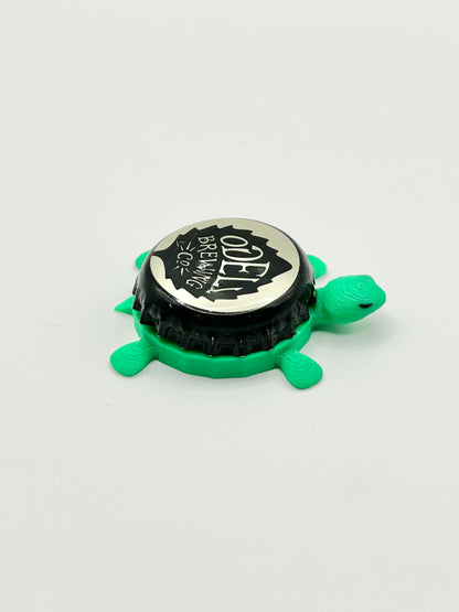 Odell Brewing Co (Black) - Bottle Cap Magnet Turtle Shell Shocked Art