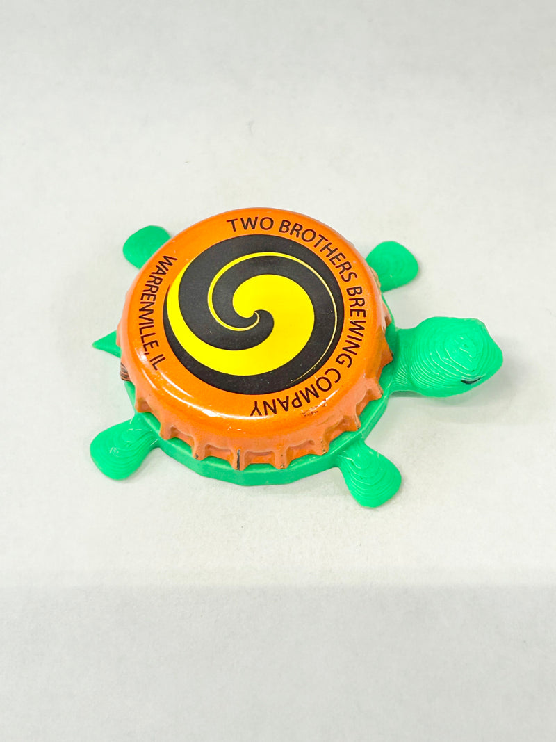 Two Brothers Brewing - Bottle Cap Magnet Turtle Shell Shocked Art