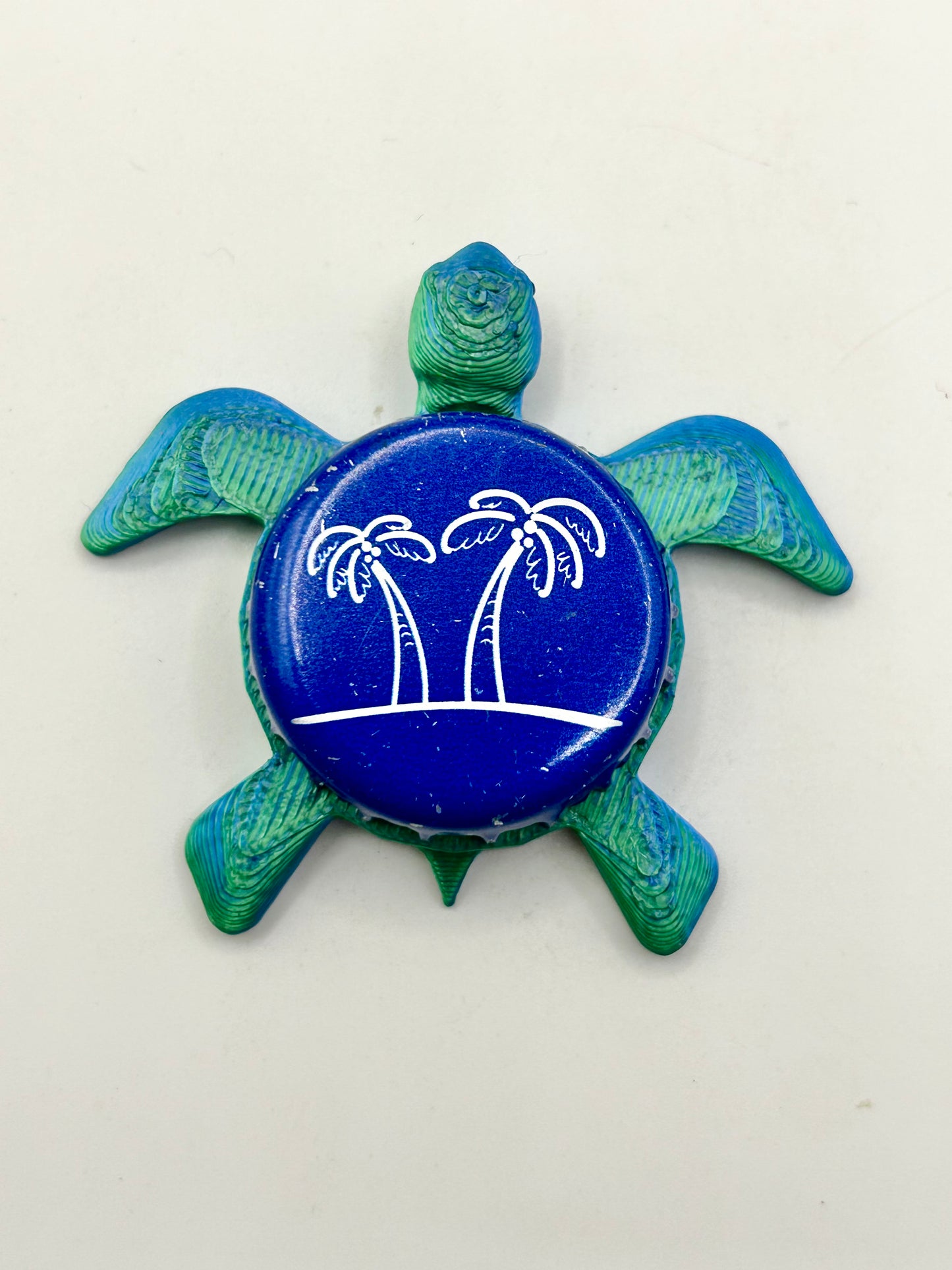 Seagrams (2 Palm Trees) - Sea Turtle Bottle Cap Magnet Shell Shocked Art