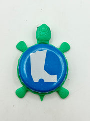 Boots Beverages (Blue) - Bottle Cap Magnet Turtle Shell Shocked Art