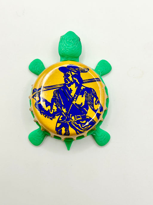 Mountaineer Beer - Bottle Cap Magnet Turtle Shell Shocked Art