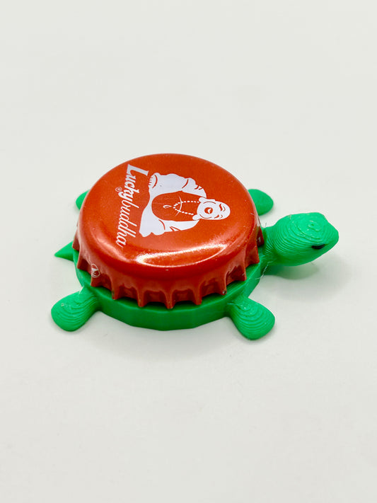 Lucky Buddha Beer - Bottle Cap Magnet Turtle